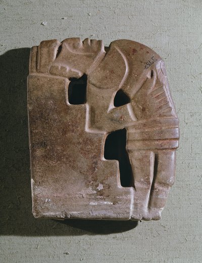 Man in a sacrificial position against a step, Classic period, 250-950 AD by Mayan